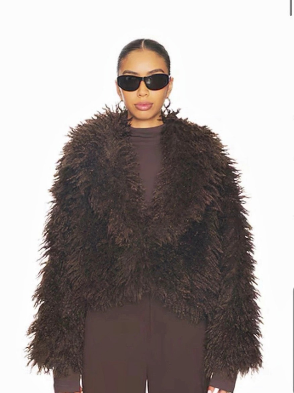 Steve Madden Inaya Faux Fur Coat Brown
